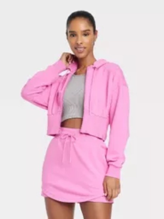 JoyLab Other - JoyLab Pink Cropped Hoodie and Drawstring Skirt Set